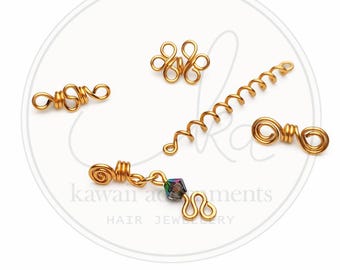 Gold Plated – Mini Loc Jewellery Variety Pack – Try-Me Sampler for Sisterlocks® & Microlocs