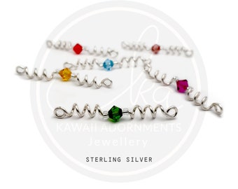 Sterling Silver – Mini Hair Wraps with Colour Crystals – Loc Jewellery For Sisterlocks® & Microlocs