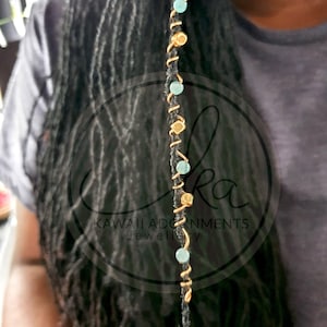 Minipañuelos para el cabello chapados en oro con piedras preciosas y cuentas cúbicas: accesorios hechos a mano para Sisterlocks® y Microlocs