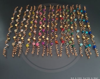 Bright colours, hair wraps, braid bead, gemstone loc jewelry, pack of 1, gold plated beads, will fit Sisterlocks or microlocs