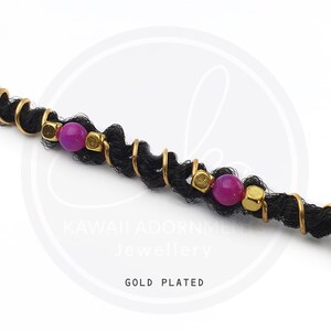 Double gemstone spiral hair wrap, dreadlocks bead, gold plated hair wrap for dreadlocks or braids, loc jewelry, dread beads image 4