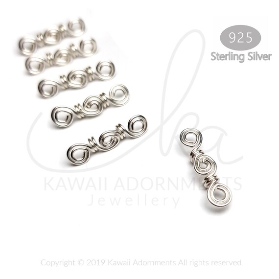 Mini Triple Spiral Design Loc Jewelry in 925 Sterling Silver Wire Hair Jewelry Will Fit Sisterlocks or Microlocs Size Locs Pack of 6 Etsy Ireland
