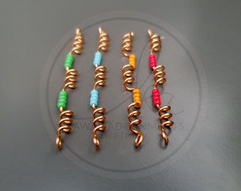 Mini loc jewelry opaque seed bead wraps, made with gold plated brass wire, 4 pcs in a pack, will fit Sisterlocks ™ or Microlocs size locs