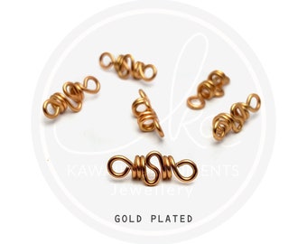 Gold plated brass Mini Loc Jewelry x 6 / loc jewelry / loc adornments / hair Jewelry will fit Sisterlocks ™ or Microlocs 2.5mm, 3mm hole