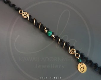 Double spiral dreadlocks bead, zodiac dread bead, gemstone hair charm, loc jewelry, dreadlocks jewelry, dreadlocks beads and accessories