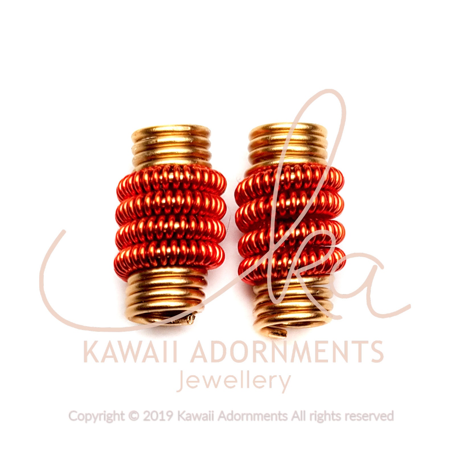 2 PC SET Wire wrapped coiled hair bead set / Loc jewelry / Etsy