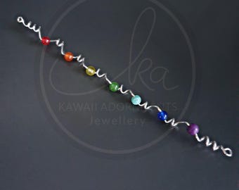 Sterling Silver – Rainbow Gemstone Hair Wrap – Mini Loc Jewellery - For Sisterlocks® & Microlocs