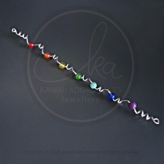 Sterling Silver – Rainbow Gemstone Hair Wrap – Mini Loc Jewellery - For Sisterlocks® & Microlocs