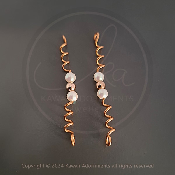 Gold Plated Pearl & Crystal Hair Wraps for Locs - Bridal loc jewellery  (Pack of 2)