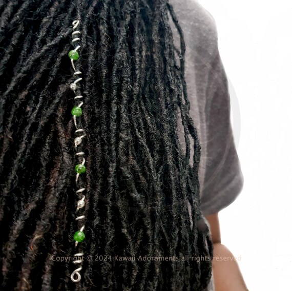 Sterling Silver – Mini Hair Wraps with Gemstones and Beads – Handmade Loc Jewellery For Microlocs