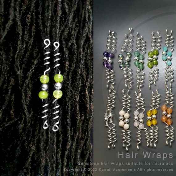 Mini Hair Wraps Pack of 2 Sterling Silver Hair Jewelry Hair Adornment Gemstone Loc Jewelry Will Fit Sisterlocks or Microlocs Size Locs Etsy New Zealand