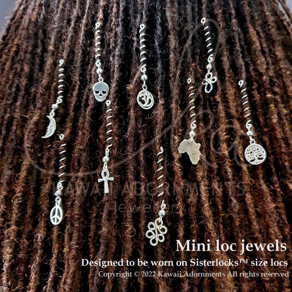 Mini Loc Jewellery Sterling Silver Spiral and Sterling Silver Charm Hair Jewelry Will Fit Sisterlocks or Microlocs Size Locs Pack of 1 Etsy