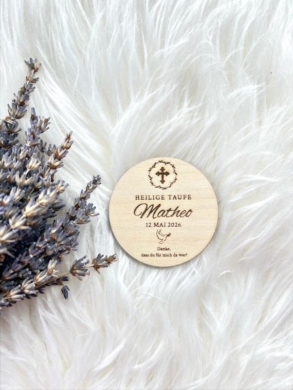 Gastgeschenk Taufe personalisiert Holz Magnet Erinnerung Geschenk Taufe Kommunion Gastgeschenk mit Gravur
