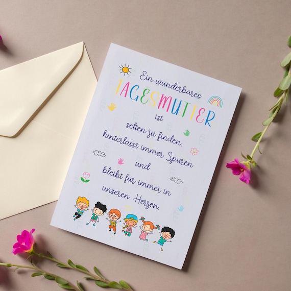 Tagesmutter Geschenk Poster/Karte, Geschenk Abschied,Printable Karte Tagesmutter, Danke Erzieherin Geschenk,PDF Download Druck,Digital Datei