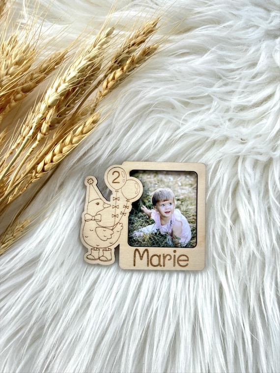 Gastgeschenke Geburtstag Gans personalisiert Holz Magnet mit Foto Erinnerung Geschenk Taufe Kommunion Geburtstag Baby Geschenk