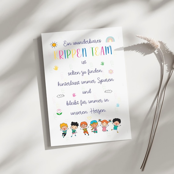 Krippen Team Geschenk Poster/Karte, Geschenk Abschied,Printable Karte Krippe, Danke Erzieherin Geschenk,PDF Download Druck,Digital Datei