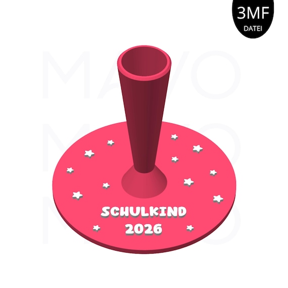 3MF Datei Schultütenständer Schultütenhalter 3D Druck Vorlage Einschulung Deko Kreis Schulanfang kommerzielle Nutzung Schulkind 2026 Digital