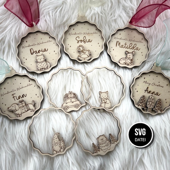 Weihnachtskugel SVG Bundle | Weihnachtsanhänger SVG | Laser Datei | Weihnachten SVG |  Laser Cut Files | Digital Download