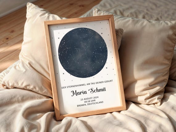 Personalisierte Sternenkarte Geburts-Sternenhimmel Poster Sternenhimmel am Tag der Geburt Poster Geschenk Geburtstag Jubiläum