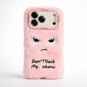 iPhone Pink Fluffy Angry Face Phone Case
