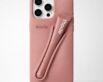 Custodia per iPhone con porta lucidalabbra, graziosa custodia in silicone dal design elegante.