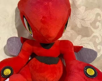 Red Dragon Plush Toy, Cute Fantasy Stuffed Animal, Soft Winged Creature Plushie, Kawaii Dragon Doll, Gift for Kids & Collectors