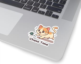 Chase Time Cat Sticker | Kiss-Cut Sticker