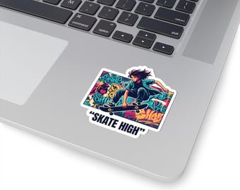 Skate High skateboarder sticker | Kiss-cut vinyl sticker, graffiti art