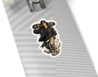 Skateboarder Graphic Kiss-Cut Sticker | Urban Skater Illustration