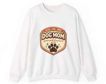 Dog Mom Crest Crewneck Sweatshirt | vintage pet mom, fur baby rescue pride