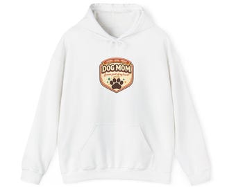 Dog Mom Hoodie | Vintage Crest, Paw Print, Rescue Pride