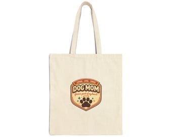Dog Mom Canvas Tote | rescue pride, fur baby badge