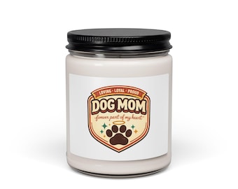 Dog Mom Soy Candle, scented jar | fur baby, rescue pride