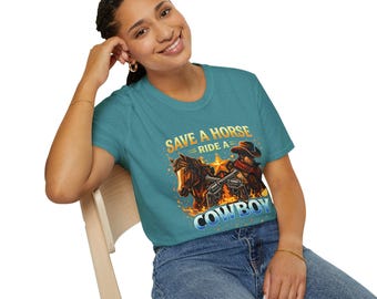 Save a Horse Ride a Cowboy T-Shirt — Western Cowboy Horse Graphic Tee