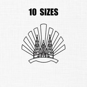 Cathedral of Santiago CompostelaEmbroidery Design,Camino de Santiago Machine Embroidery Design, Scallop Shell Sign, Pilgrim Design, 10 Sizes