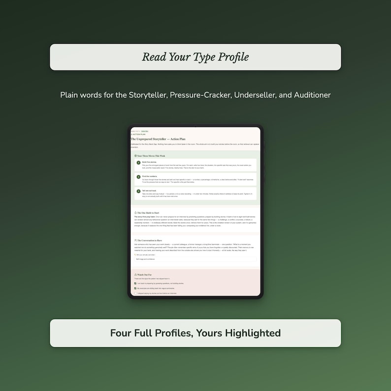 Interview Prep Quiz & Workbook — workbook prompt and reflection preview
