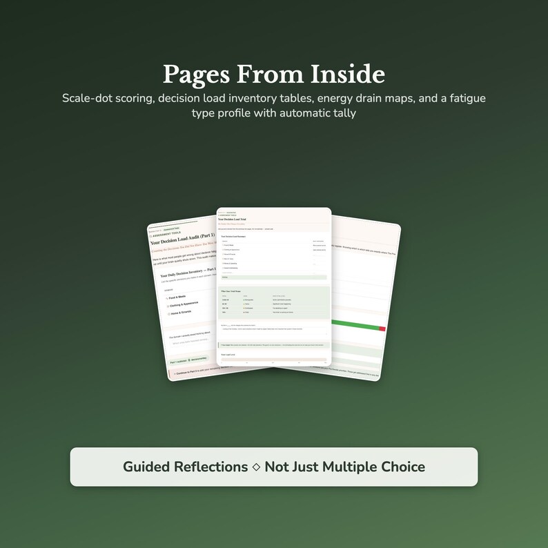 Decision Fatigue Assessment — auto-scoring quiz and results preview