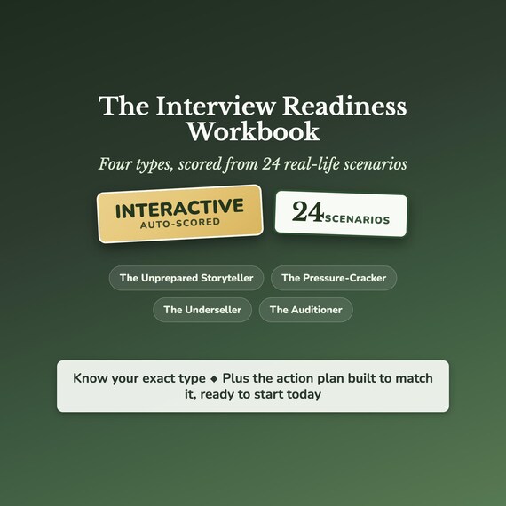 Job Interview Prep Workbook, Readiness Quiz, Career Change Confidence, Practice & Storytelling Skills, Stop Underselling Yourself