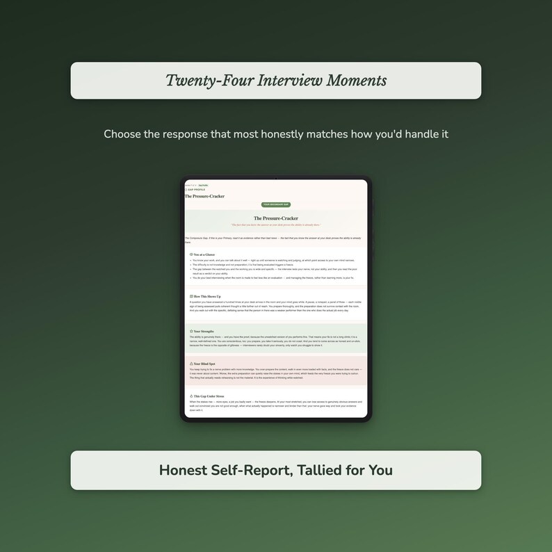 Interview Prep Quiz & Workbook — interactive section preview, interview workbook
