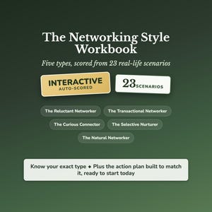 Networking Style Quiz, Networking for Introverts Workbook, People Skills & Social Confidence, Professional Connections Self Assessment