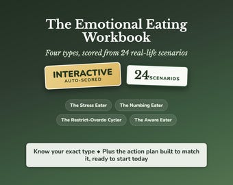 Emotional Eating Quiz, What Is My Food Pattern Self Assessment, Stress Eating Help, Food Relationship Workbook, Comfort and Craving Triggers
