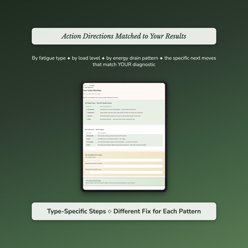 Decision Fatigue Assessment — action plan and next steps preview