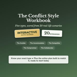Conflict Style Quiz, Conflict Resolution Workbook, Communication Skills at Work and Home, Workplace Skills, Self Assessment Tool