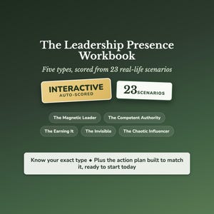 Leadership Presence Quiz, Executive Presence Workbook, Communication & Confidence at Work, Leader Development, Leadership Self Assessment