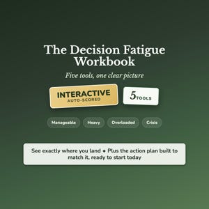 Decision Fatigue Assessment, Stop Overthinking Workbook, Mental Load & Burnout Check In, Brain Fog Worksheet, Analysis Paralysis Self Help