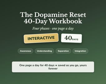 Dopamine Reset Journal, 40 Day Guided Workbook to Stop Doom Scrolling, Screen Free Evenings, Boredom Tolerance, Slow Living Self Help