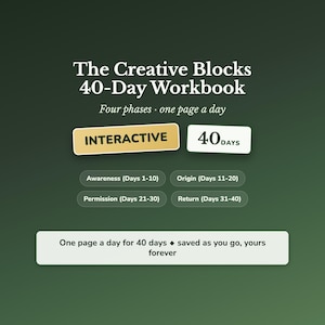 Creative Block Journal, 40 Day Guided Workbook, Writers Block Prompts for Artists & Makers, Creativity Self Help, Creative Recovery Journal