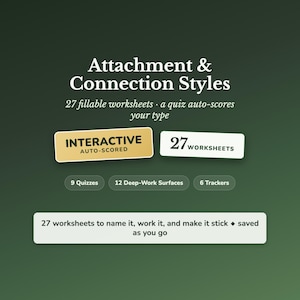 Cahier d'exercices sur les styles d'attachement, Ensemble de fiches d'exercices sur les relations anxieuses et évitantes, Test de connexion, Peur de l'intimité, Dynamique d'attraction-répulsion, 27 outils