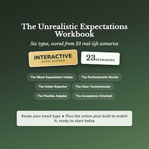 Unrealistic Expectations Workbook, Why Am I Always Disappointed Quiz, High Standards in Relationships and Work, Resentment, Self Help Tool