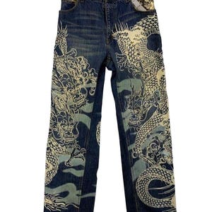 Embroidered Jeans Japanese - Etsy